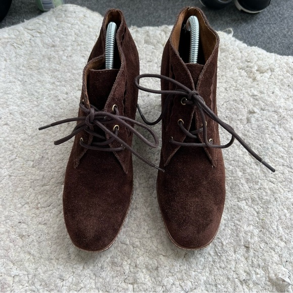 Naturalizer Kailyn Brown Suede Lace Up Oxford Wedge Heel Shoes - Picture 3 of 13